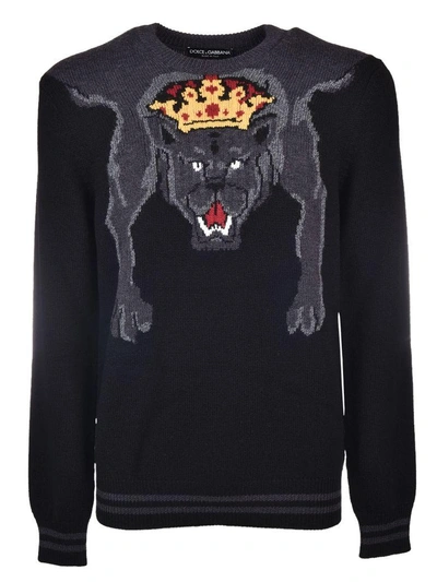Shop Dolce & Gabbana Royal Panther Jumper In Nero