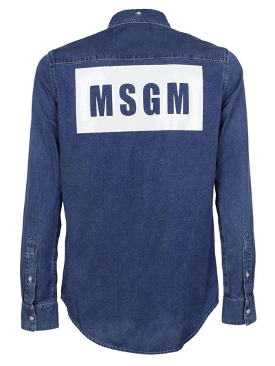 Shop Msgm Logo Denim Shirt