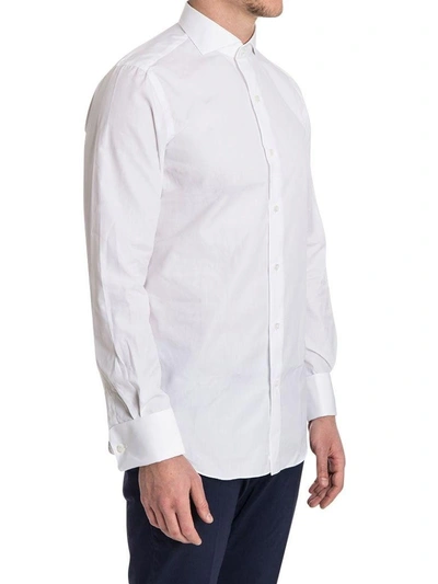 Shop Finamore Shirt Cotton Double Cuff In White