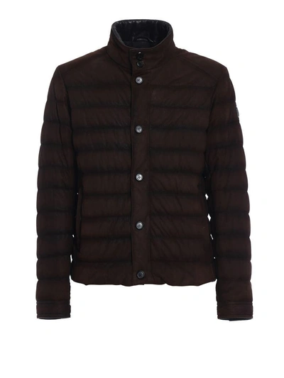 Shop Tod's Pash Suede Puffer Jacket In Chocolate