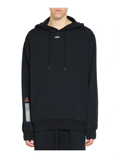 Shop Off-white Tapered Cotton Hoodie In Nero