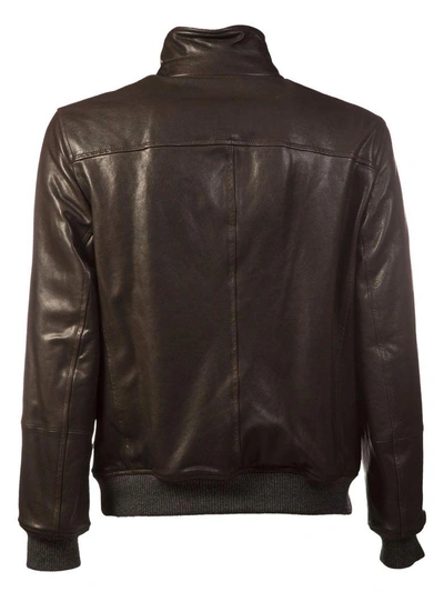 Shop Brunello Cucinelli Reversible Leather Jacket In Eboni