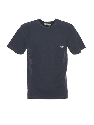 Shop Kitsuné Tricolor Fox T-shirt In Navy