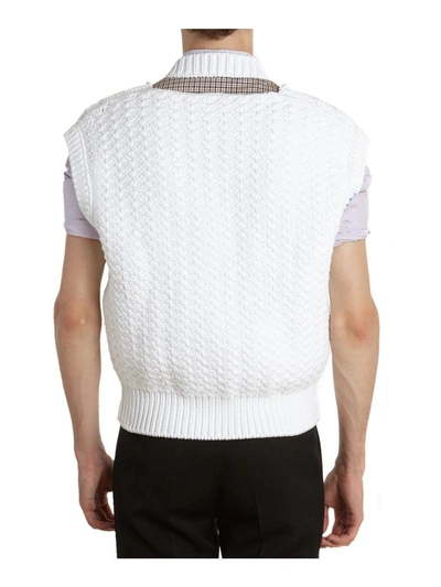 Shop Raf Simons Cotton Cropped Vest In Bianco