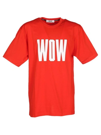 Shop Msgm Tshirt Wow In Red