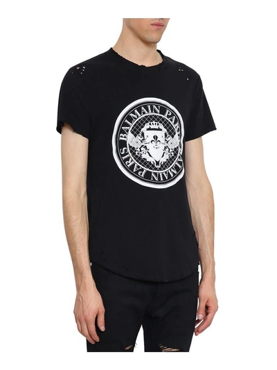 Shop Balmain Monnaie Cotton T-shirt In Nero