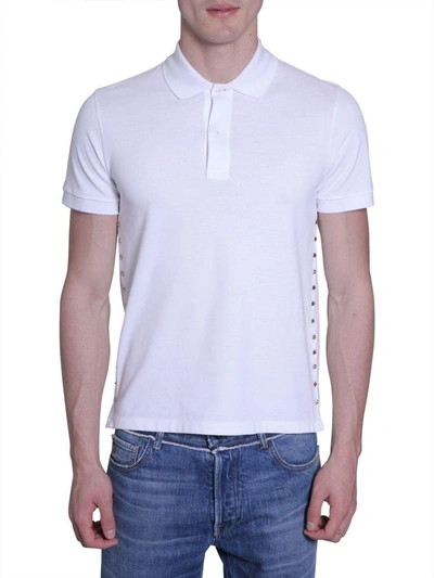 Shop Valentino Rockstud Untitled Polo In Bianco