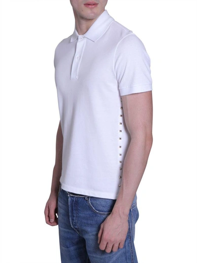 Shop Valentino Rockstud Untitled Polo In Bianco