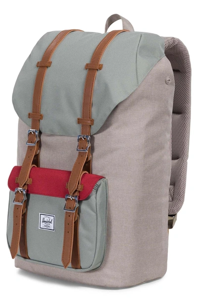Shop Herschel Supply Co 'little America' Backpack - Brown In Light Khaki/ Shadow/ Red/ Tan