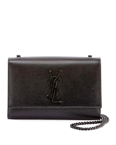 Shop Saint Laurent Kate Small Ysl Crossbody Bag In Grained Leather In Black