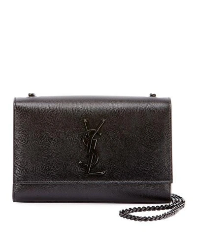 Saint Laurent Kate Small Grain De Poudre Chain Shoulder Bag, Black Hardware In Black