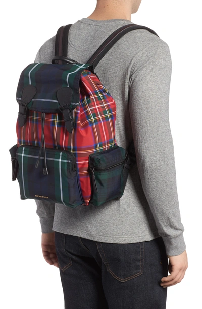 Shop Burberry Tartan Backpack - Red In Military Red