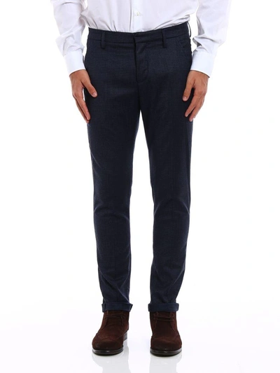 Shop Dondup Gaubert Gingham Wool Trousers In Blue