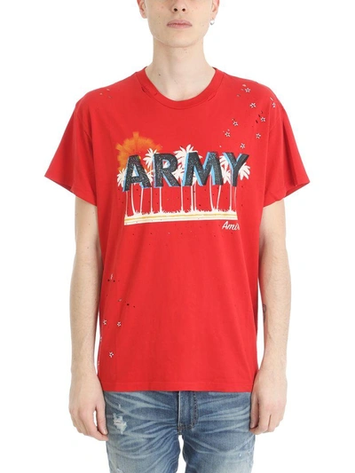 Shop Amiri Vintage Army Red Cotton T-shirt