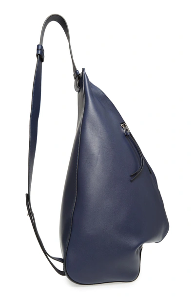 Shop Loewe Anton Leather Sling Pack - Blue In Navy Blue