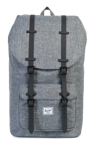 Shop Herschel Supply Co Little America Backpack - Grey In Raven Crosshatch/ Black Rubber