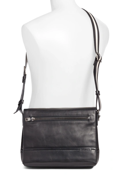 Shop Bally Tamrac Leather Messenger Bag - Black