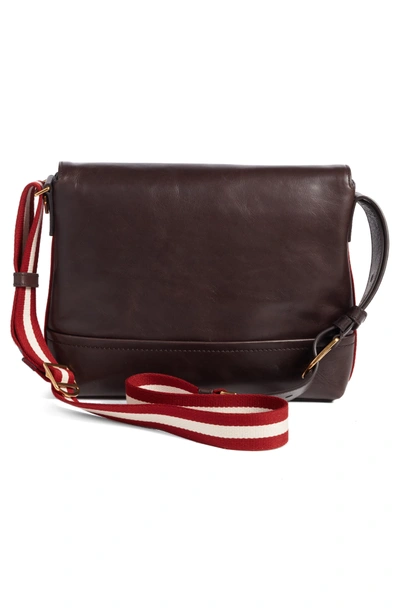Shop Bally Tamrac Leather Messenger Bag - Brown In Chocolate