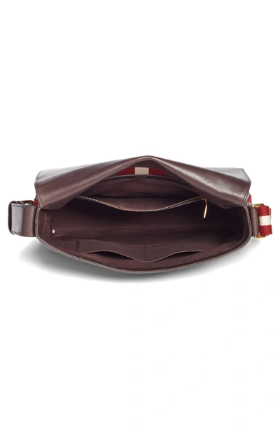 Shop Bally Tamrac Leather Messenger Bag - Brown In Chocolate