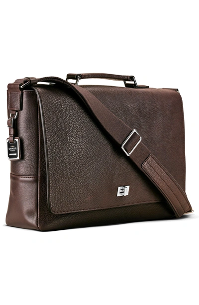 Shop Shinola Leather Messenger Bag - Brown In Deep Brown