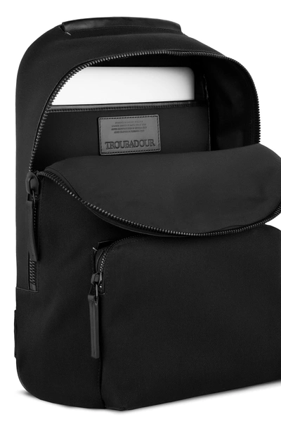 Shop Troubadour Nylon Backpack In Black Nylon/ Black Leather
