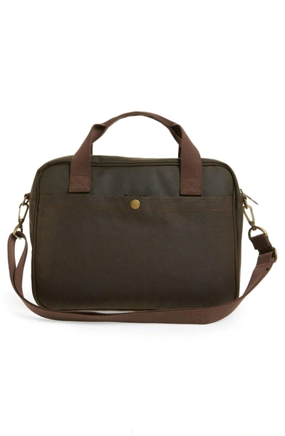 Shop Barbour 'longthorpe' Waxed Canvas Laptop Bag In Olive