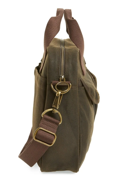 Shop Barbour 'longthorpe' Waxed Canvas Laptop Bag In Olive