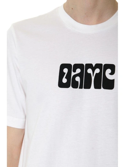 Shop Oamc Pistachio White Cotton T-shirt With Logo