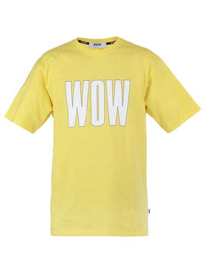 Shop Msgm Cotton T-shirt In Yellow