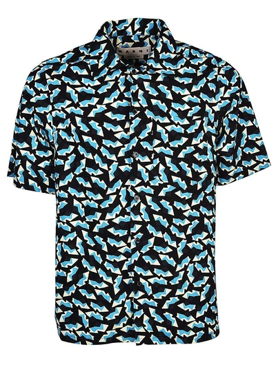 Shop Marni Graphic Print Shirt In Yellow/turquoise