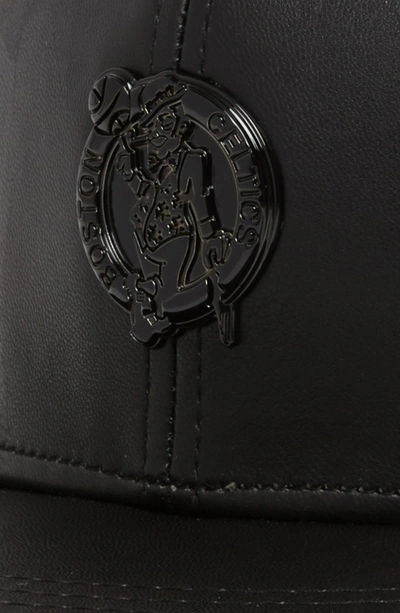 Shop New Era Nba Glossy Faux Leather Snapback Cap - Black In Boston Celtics
