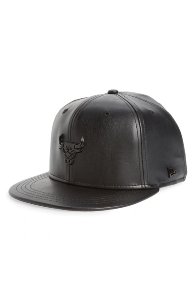 New Era Nba Glossy Faux Leather Snapback Cap - Black In Chicago Bulls |  ModeSens