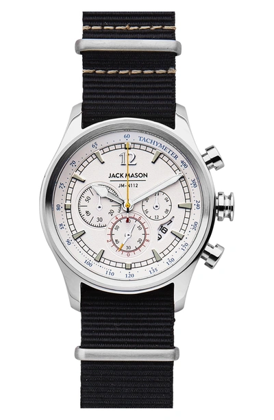 Shop Jack Mason Nautical Chronograph Nato Strap Watch, 42mm In White/ Black
