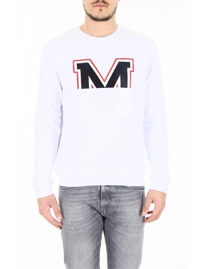 Shop Msgm Sweatshirt With Patch In Bianco / Logo Nero