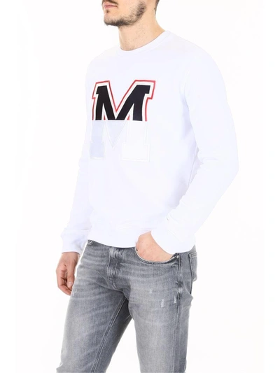 Shop Msgm Sweatshirt With Patch In Bianco / Logo Nero