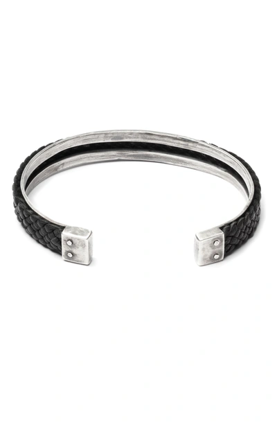 Shop Title Of Work Braided Leather Cuff Bracelet In Black/silver