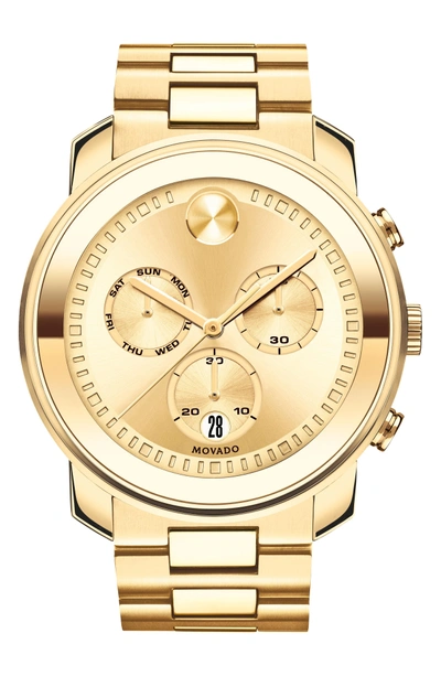 Shop Movado Bold Metals Chronograph Bracelet Watch, 47mm In Gold