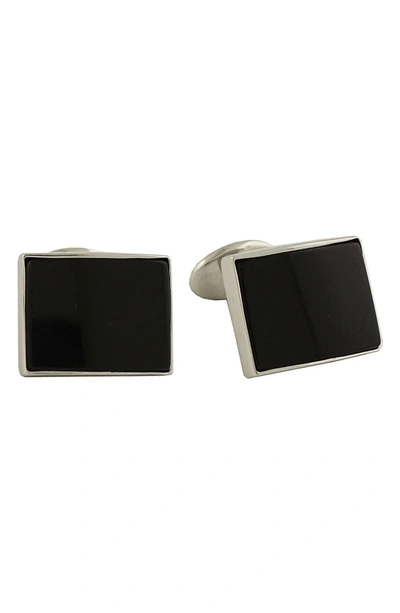 Shop David Donahue Sterling Silver Cuff Links In Onyx