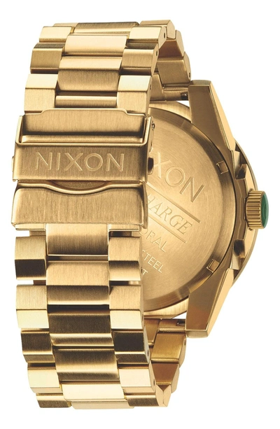 Shop Nixon The Corporal Bracelet Watch, 48mm In Gold/ Green