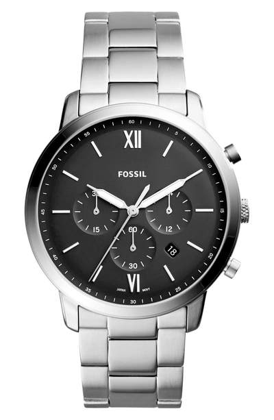 Shop Fossil Neutra Chronograph Bracelet Watch, 44mm In Silver/ Black/ Silver