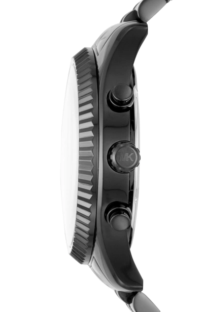 Shop Michael Kors Lexington Pave Chronograph Bracelet Watch, 45mm X 54mm In Black/ Silver/ Black