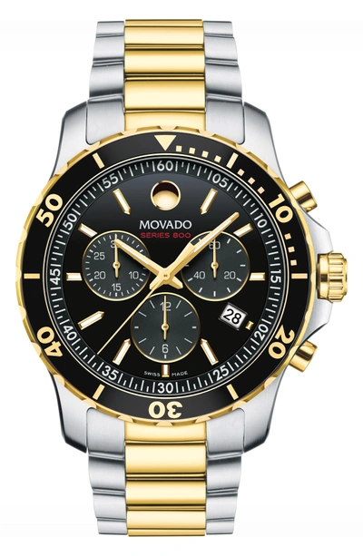 Shop Movado 'series 800' Chronograph Bracelet Watch, 42mm In Silver/ Black/ Gold