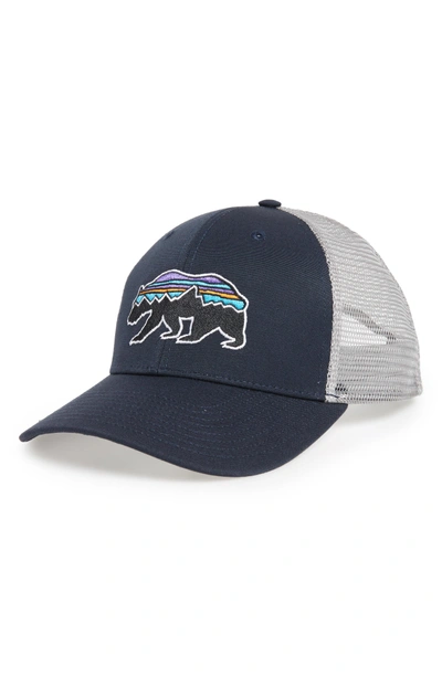 Shop Patagonia Fitz Roy Bear Trucker Cap - Blue In Navy Blue