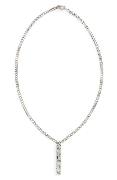 Shop Gucci Ghost Motif Pendant Necklace In Silver