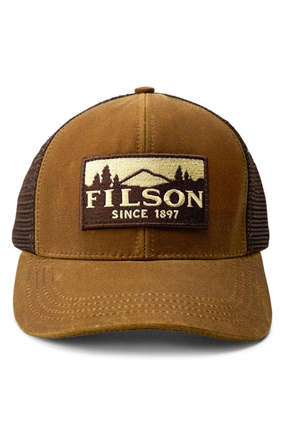 Shop Filson Logger Trucker Hat In Dark Tan