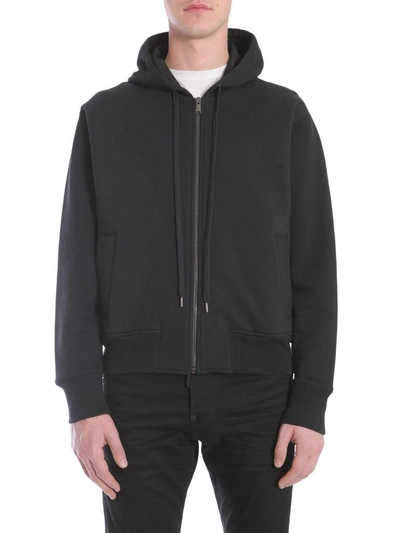 Shop Versace Hooded Sweatshirt With Zip In Nero