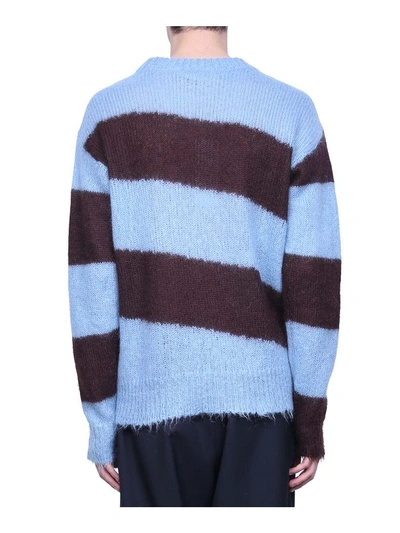 Shop Marni Mohair Blend Striped Sweater In Blu