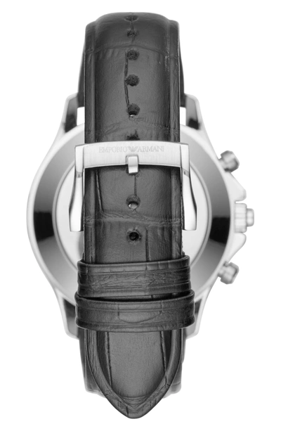 Shop Emporio Armani Leather Strap Hybrid Smartwatch, 43mm In Black/ Black