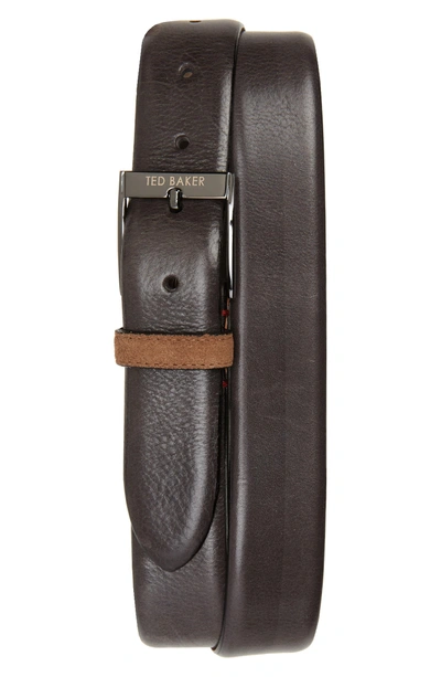Shop Ted Baker Pests Leather Belt In Charcoal