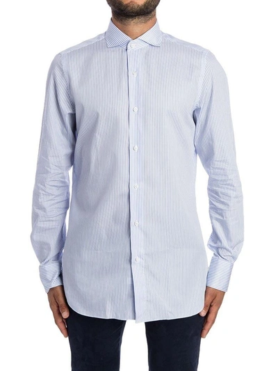 Shop Finamore Cotton Shirt In Heavenly